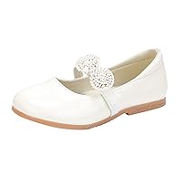 Children Shoes White Leather Shoes Bowknot Girls Princess Shoes Single Shoes Performance Slip on Shoes Little Girls