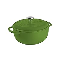 Lodge 6 Quart Enameled Cast Iron Dutch Oven with Lid – Dual Handles – Oven Safe up to 500° F or on Stovetop - Use to Marinate, Cook, Bake, Refrigerate and Serve – Avocado