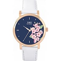 Pink Cherry Blossom Watch Ladies 38mm Case 3atm Water Resistant Custom Designed Quartz Movement Luxury Fashionable