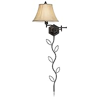 Barnes and Ivy Hexagon Country Cottage Swing Arm Wall Lamp with Cord Cover Bronze Metal Plug-in Light Fixture Gold Bell Shade for Bedroom Bedside House Reading Living Room Home Hallway Dining