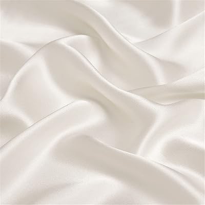YJKIS 44 100% Pure Silk Fabric Natural White Charmeuse Fabric by The Yard for Sewing Clothes DIY Crafts, Natural White