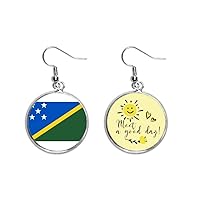 mon Islands National Flag Oceania Country Ear Drop Sun Flower Earring Jewelry Fashion