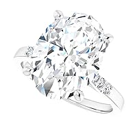 JEWELERYIUM 6 CT Oval Cut Colorless Moissanite Engagement Ring, Wedding/Bridal Ring Set, Solitaire Halo Style, Solid Sterling Silver Vintage Antique Anniversary Promise Rings Gifts for Women