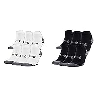 Under Armour Adult Resistor 3.0 Low Cut Socks, 6-Pairs, White/Graphite MD 9-11 (Men's Shoe 4-8.5) & 6-Pairs, Black/Graphite, Shoe Size: Mens 4-8, Womens 6-9