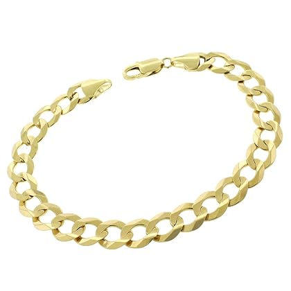 14K Yellow Gold 9.5mm Solid Cuban Curb Link Bracelet Chain 8.5