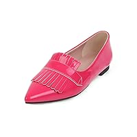 LEHOOR Women Pointed Closed Toe Flat Loafer Pumps Tassel Slip On Lightweight Patent Leather Casual Comfort Work Shoes for Ladies 4-15 M US