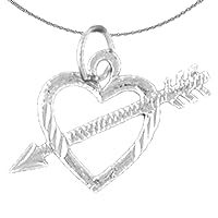Gold Heart And Arrow Necklace | 14K White Gold Heart And Arrow Pendant with 18