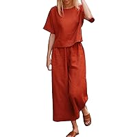 SNKSDGM Two Piece Outfit for Women Y2k Suits Linen Button Down Oversized Shirts & Long Track Pants Sets Matching Lounge Set