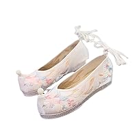 Vintage Women Cotton Fabric Costume Platform Flats Hanfu Shoes Chinese Style Embroidery Ladies Comfortable Sneakers