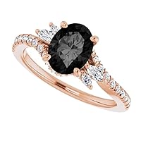 Love Band 1.50 CT Swirl Oval Shape Black Diamond Ring 14k Rose Gold, Twisted Oval & Marquise Black Diamond Engagement Ring, Flair Oval Black Diamond Ring, Beautiful Ring For Her