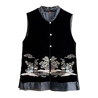 Silk Velvet Waistcoat for Women's Chinese Element Embroidery Vest 43