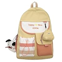 Cute Backpack for Women, Kawaii Y2K Grunge with Cute Pendant Harajuku Hiking Travel Aesthetic Rusksack (yellow)