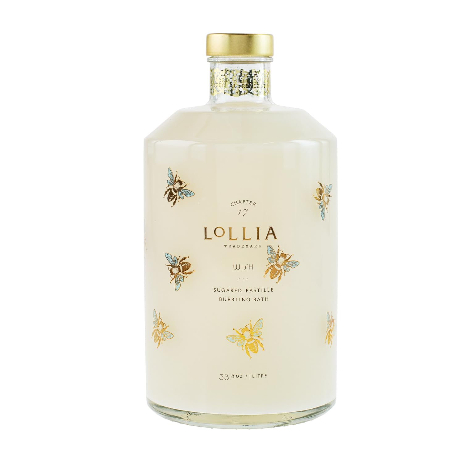 Lollia Wish Bubble Bath, 33.8 fl. oz. – Sugared Pastille Scent – Gentle & Moisturizing Bubble Bath, Hydrating Ingredients, Scented Bubble Bath for Women