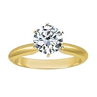 1/2 Carat Round Cut Diamond Solitaire Engagement Ring 14K White Gold 6 Prong (J, I2, 0.45 c.t.w) Very Good Cut