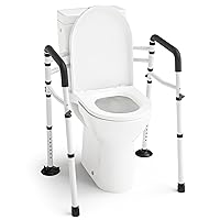 Toilet Safety Rails - Adjustable Width & Height, Handicap Toilet Bars for Elderly and Disabled, Stand Alone Toilet Safety Frame Fit for Any Toilet, Foldable and Portable