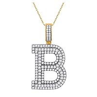 The Diamond Deal 10kt Yellow Gold Mens Round Diamond Initial B Letter Charm Pendant 2 Cttw