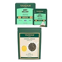 VAHDAM, Green Tea Wellness Kit I Himalayan Green Tea Leaves (3.53oz) + Mint Melody 30 Green Tea Bags I VALUE PACK | Makes 80 Cups