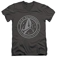 Star Trek Slim Fit V-Neck T-Shirt Enterprise Crest Charcoal Tee