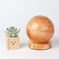 Table Lamp Wandering Planet Crystal Music Box Creative USB Rechargeable Star Shape Wooden Base Night Light Table lamp (Color : Brown)