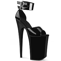 23Cm/9In Men Women Sexy Open Toe Sandals Fashion Platform Stiletto High Heels Pumps with Double Buckles Strap Stripper Party Club Pole Dance Shoes