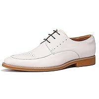Men's Lace Up Formal Modern Oxford Dress Shoes White