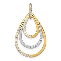 14k Two tone Gold Diamond Teardrop Pendant Necklace Jewelry Gifts for Women