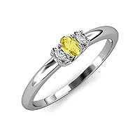 Oval Cut Yellow Sapphire & Lab Grown Diamond 0.85 ctw Trellis Three Stone Engagement Ring 14K Gold