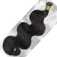 100% Human Hair I Tip Body Wave Extensions Bundles Microlinks Hair Extensions Wavy 100 strands 70g itip Hair for Black Woman Natural Color (100 Strands 1Bundle, 10inch)
