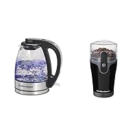 Hamilton Beach Glass Electric Tea Kettle (40930) and Coffee Grinder for Beans and Spices