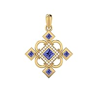 Charming 925 Sterling Silver Statement Pendant Necklace 4MM Square Tanzanite and accent white cubic zirconia