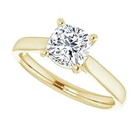 925 Silver, 10K/14K/18K Solid Gold Moissanite Engagement Ring,1.0 CT Cushion Cut Handmade Solitaire Ring, Diamond Wedding Ring for Women/Her Anniversary Ring, Birthday Gift,VVS1 Colorless Rings