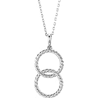 14ct White Gold Polished Interlocking Circle Rope Necklace Jewelry for Women