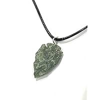 Stone of Insight - Reiki Energy Charged Raw Green Jade Crystal Arrowhead Pendant with Cord (Beautifully Gift Wrapped)