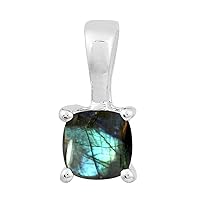 Multi Choice Cushion Shape Gemstone 925 Sterling Silver Solitaire Pendant Jewelry