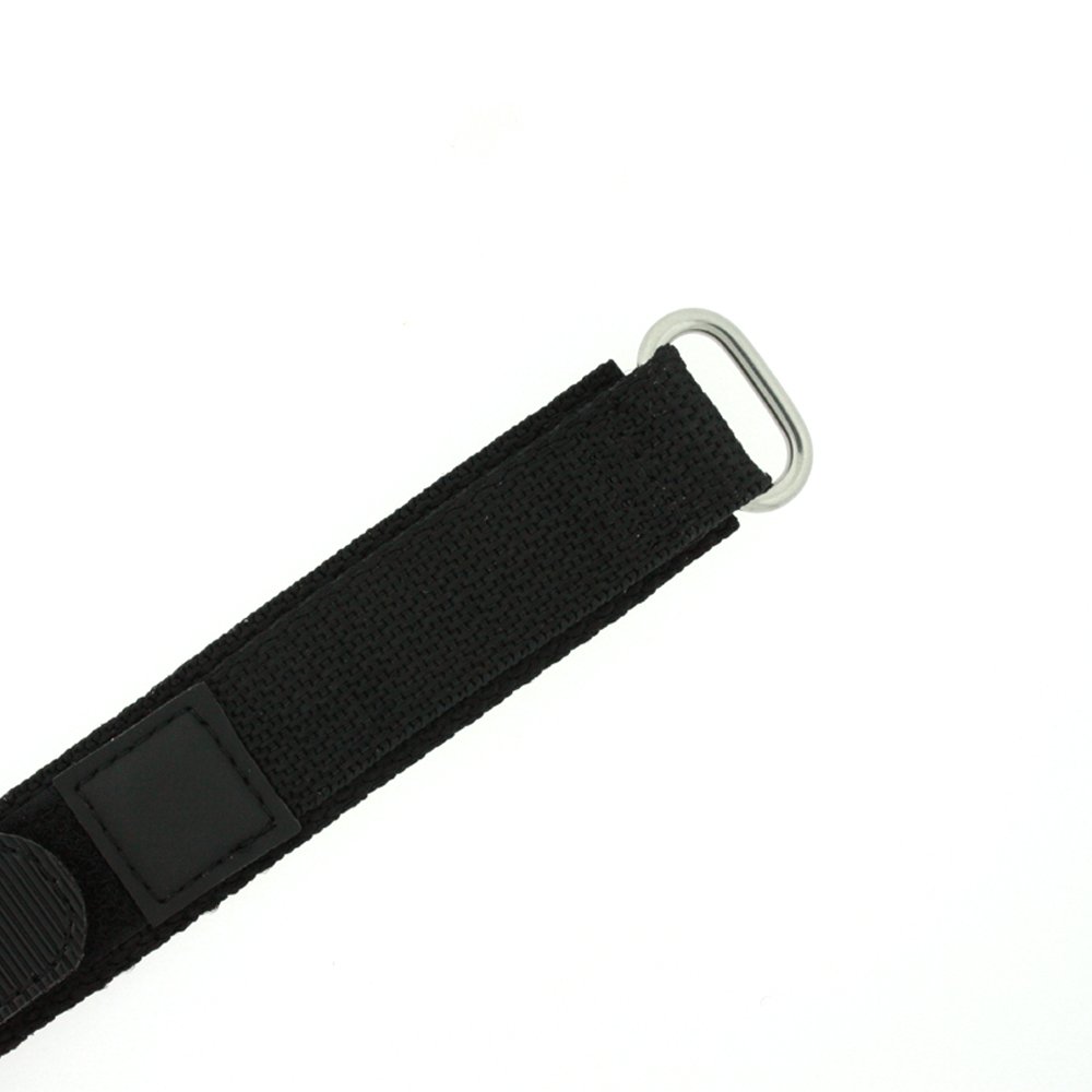 Tech Swiss Watch Band Nylon One Piece Wrap Sport Strap Black Adjustable Hook and Loop 20mm