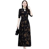Autumn Winter Long Sleeve Thick Casual Dress Women Elegant Party Formal Black