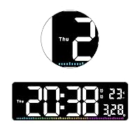 カラフルな壁掛け時計電子目覚まし時計寝室用日付/温度表示クリエイティブでミニマリストの多機能時計