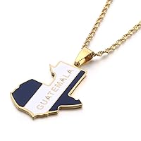 Enamel Stainless Steel Guatemala Map Pendant Necklace Gold Color Jewelry Map of Guatemala