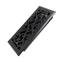 4x10 Inches Heavy Duty Walkable Floor Register - Easy Adjust Air Supply Lever Decorative Floor Vent Covers - Savannah Design Vent Covers for Home - Matte Black