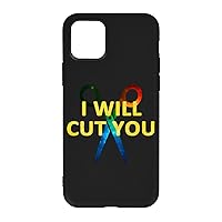 Hairdresser I Will Cut You Case Compatible with iPhone 11 TPU Shockproof Protective Cover Full Body Print Design Black/Clear