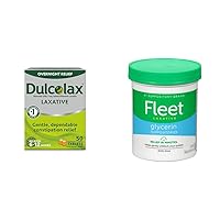Dulcolax Overnight Relief Laxative for Gentle Constipation Relief, Bisacodyl 5 mg Tablets, 50 Count & Fleet Laxative Glycerin Suppositories for Adult Constipation, Adult Laxative Jar Aloe Vera, 50 Ct