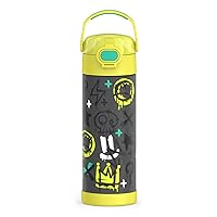 THERMOS FUNTAINER 16 Ounce Stainless Steel Vacuum Insulated Bottle with Wide Spout Lid, Graffiti Boy