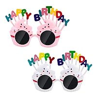 2 Pcs Happy Birthday Sunglasses Photo Props Funny Sunglass Sweet Cream Cake Glasses Costume Glasses Funny Novelty for Birthday Party Favors