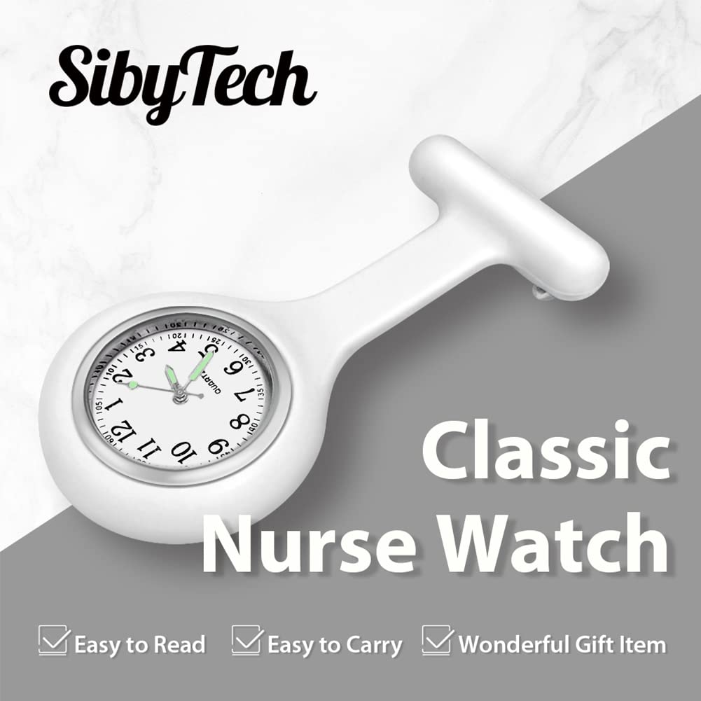 Nurse Watch Brooch, Silicone with Pin/Clip, Glow in Dark Design, Health Care Nurse Doctor Paramedic Medical Brooch Fob Watch