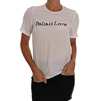 Dolce & Gabbana White Silk ITALIA IS LOVE Blouse T-shirt