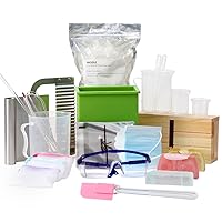 BOOWAN NICOLE Complete DIY Soap Making Supplies Kit Full Beginners Set Including Silicone Mold, Planer Wood Box, Soap Base, Spatulas, Pipette and More