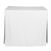 Machine Washable Polyester Solid Fitted Stain Resistant Table Cover Square Tablecloths for Events Wedding Special Occasions Table Cloth 34-inch, White