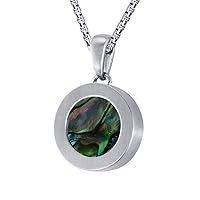 Quiges Silver Stainless Steel Matte 12mm Mini Coin Pendant Holder and Multi Coloured Coin with Box Chain Necklace 42 + 4cm Extender