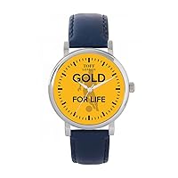 Football Fans Gold for Life Yellow Black Ladies Watch 38mm Case 3atm Water Resistant Custom Designed Quartz Movement Luxury Fashionable