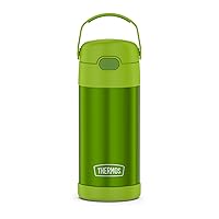 FUNTAINER Water Bottle with Straw - 12 Ounce, Lime - Kids Stainless Steel Vacuum Insulated Water Bottle with Lid